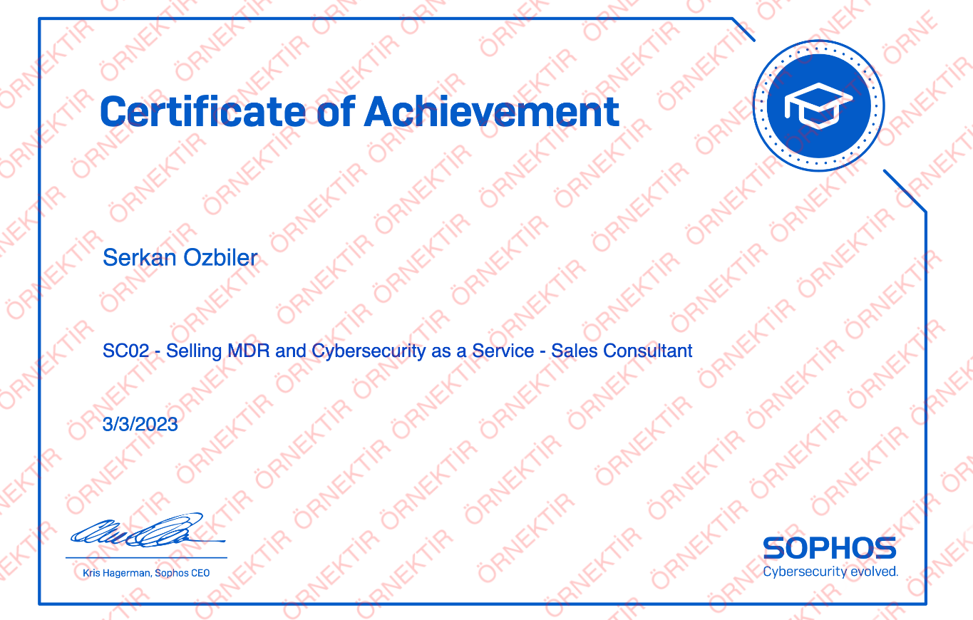 Sophos MDR and Cybersecurity Consultant